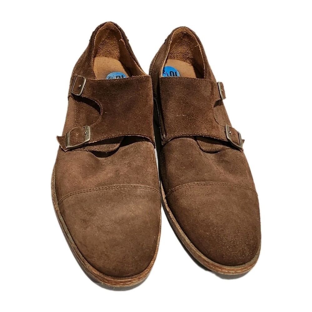 Men's Double Monk Strap Suede Dress Shoes - Brown